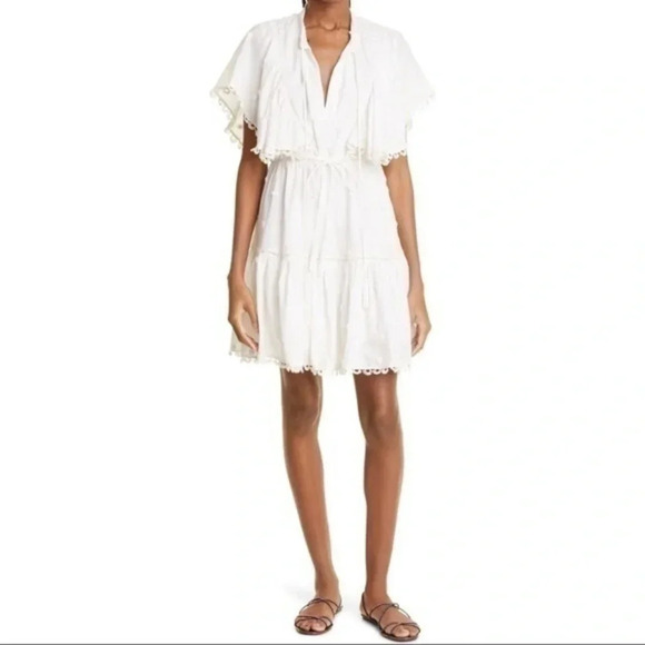 FARM RIO 3D Flower Mini Dress in White Size Small Embroidered Beaded B1 - Picture 2 of 6